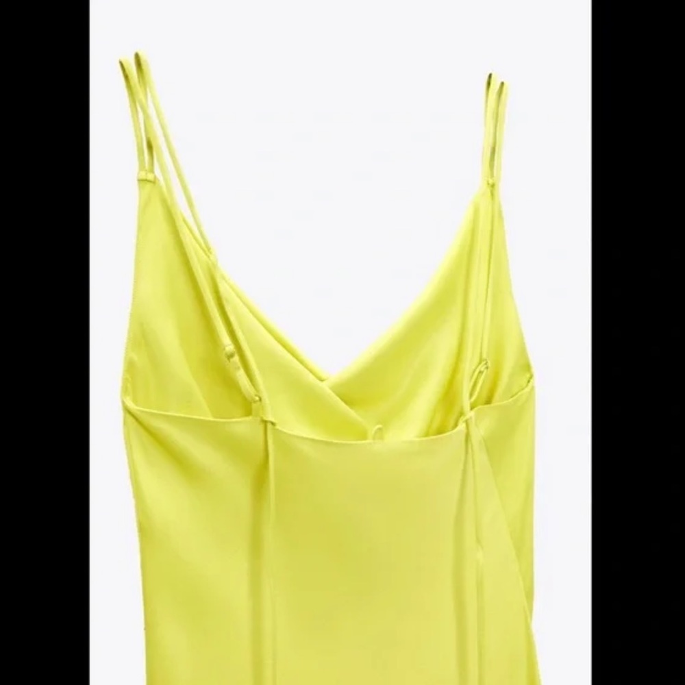 Zara Bright Yellow Midi Cowl Neck Dress - Picture 5 of 6